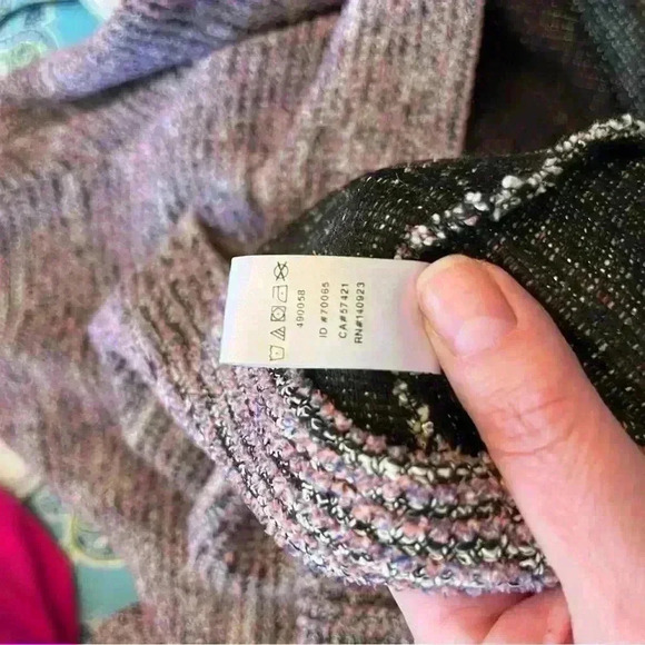 Loft Women Sweater Size M Pink Boucle Tweed Knit 3/4 Sleeve Mock Turtleneck - Picture 8 of 10